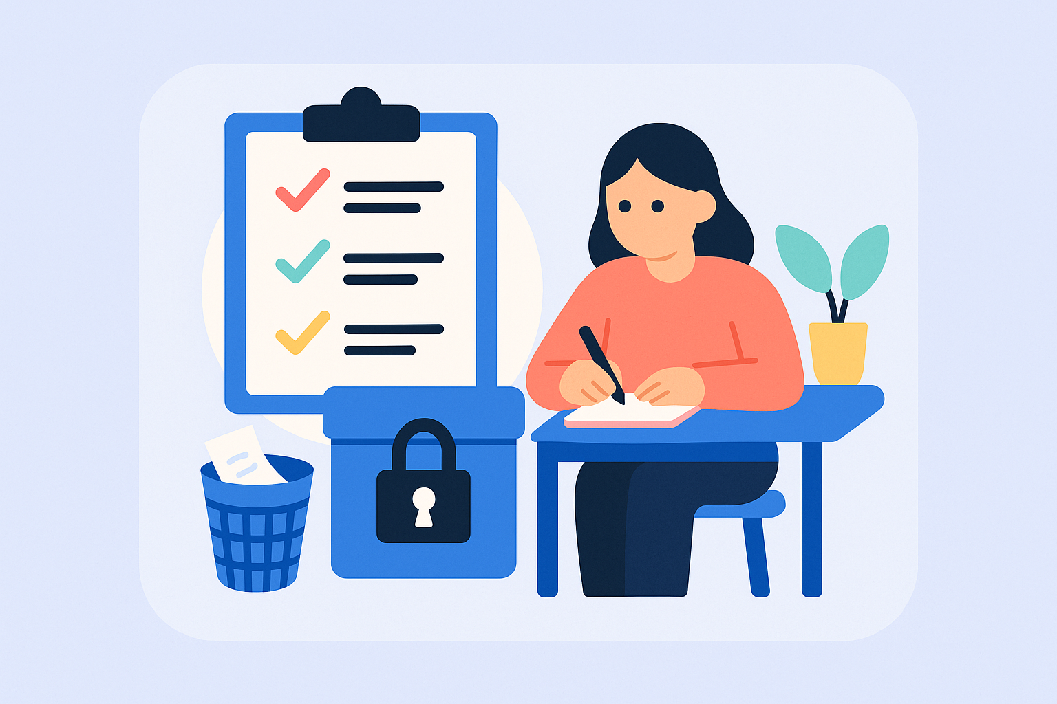 레퍼런스 체크 실무 체크리스트와 개인정보 관리 원칙을 담은 이미지