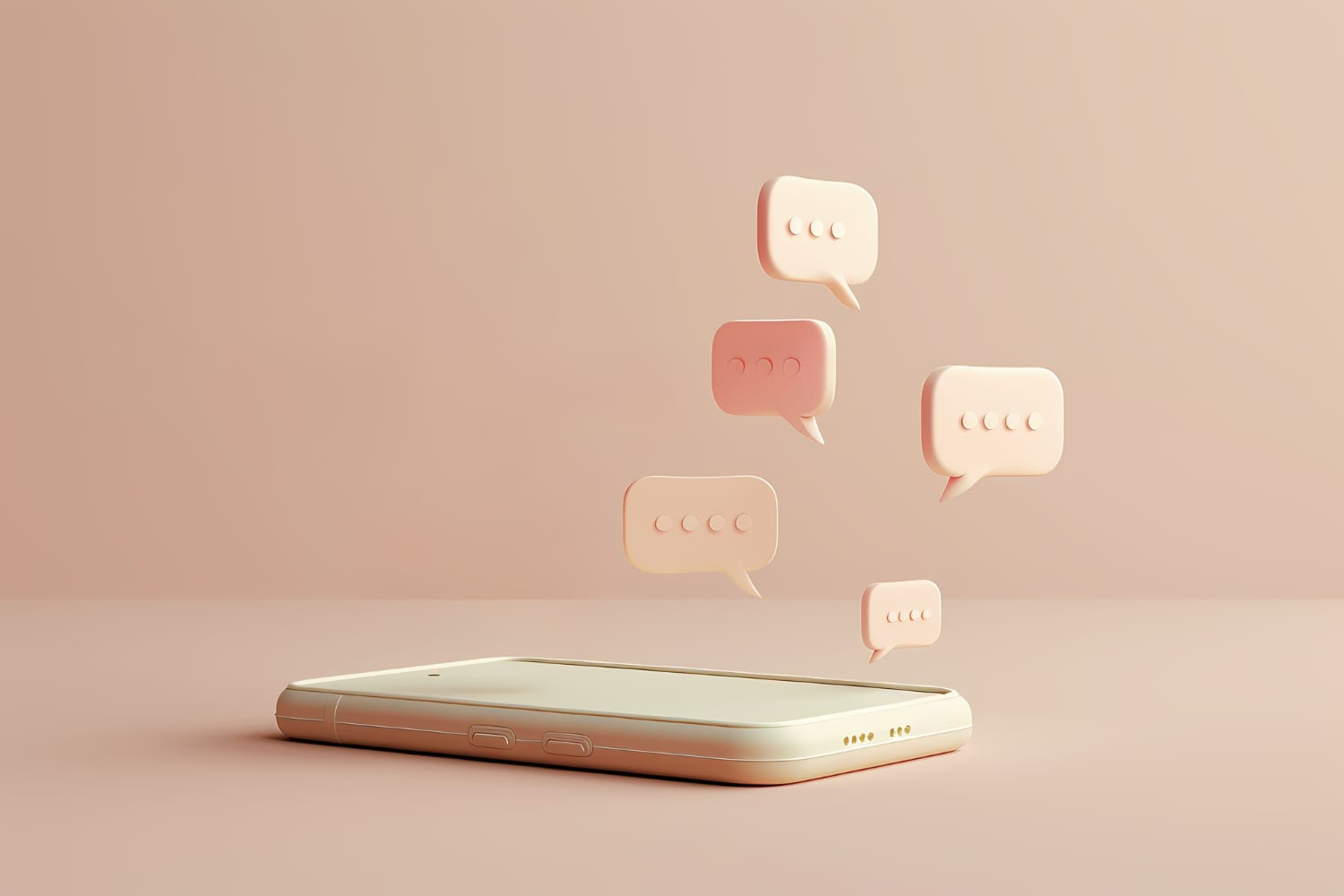 앱푸시, 인앱 메시지를 3D 모델로 표현한 모습.