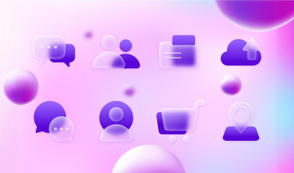 보라색 배경에 CRM 툴을 상징하는 다양한 상징물이 떠 있는 모습