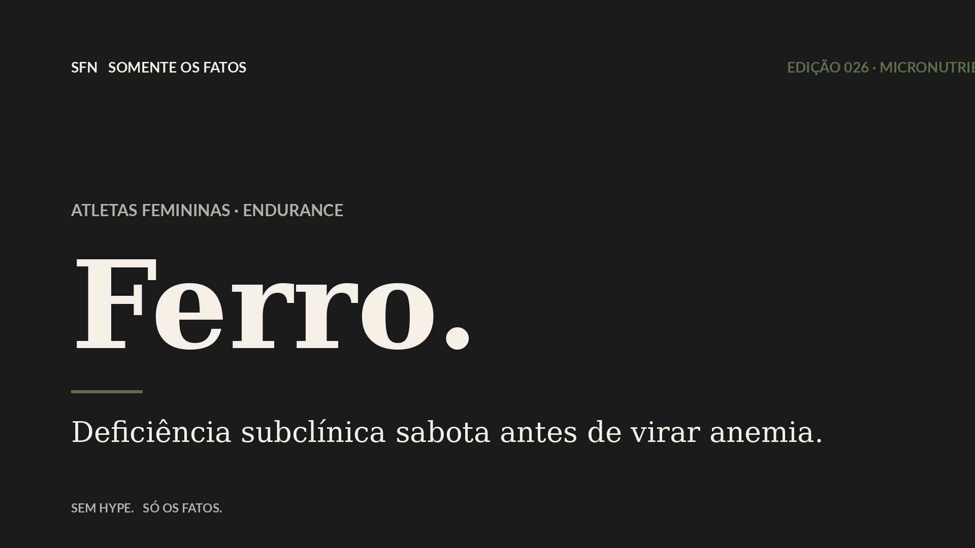 Ferro em atletas femininas: o marcador esquecido que sabota endurance