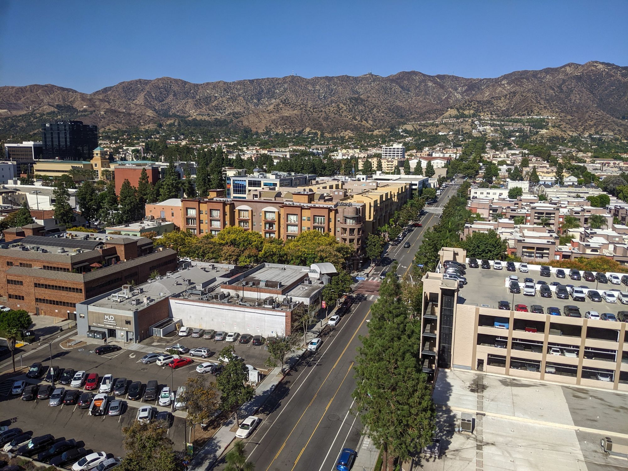 View above Downtown Burbank.