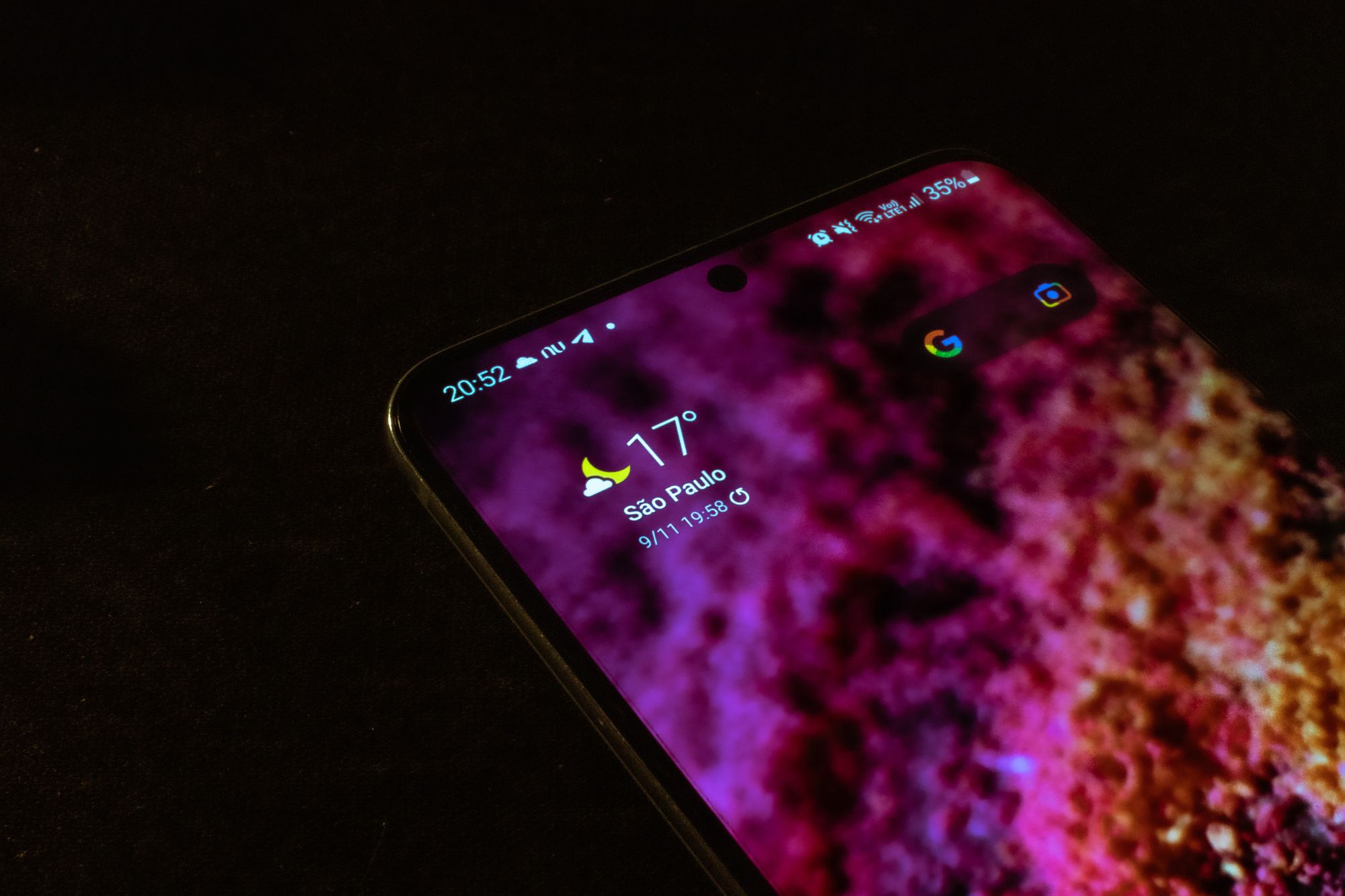 A mobile phone showing the weather forecast