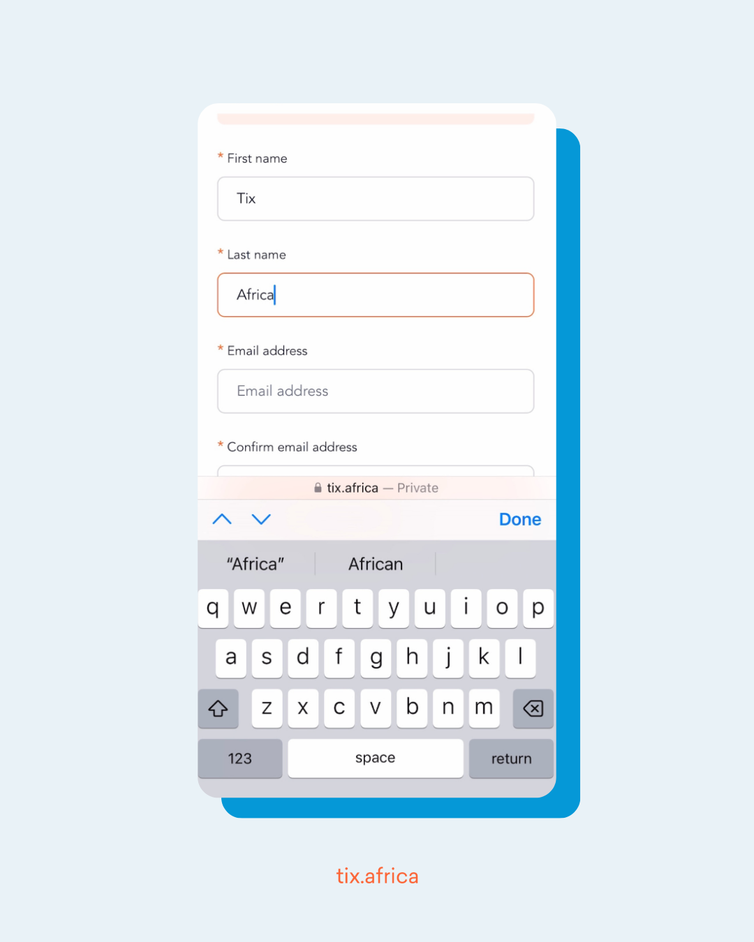 A screenshot showing how to type in your personal details when buying a ticket on Tix