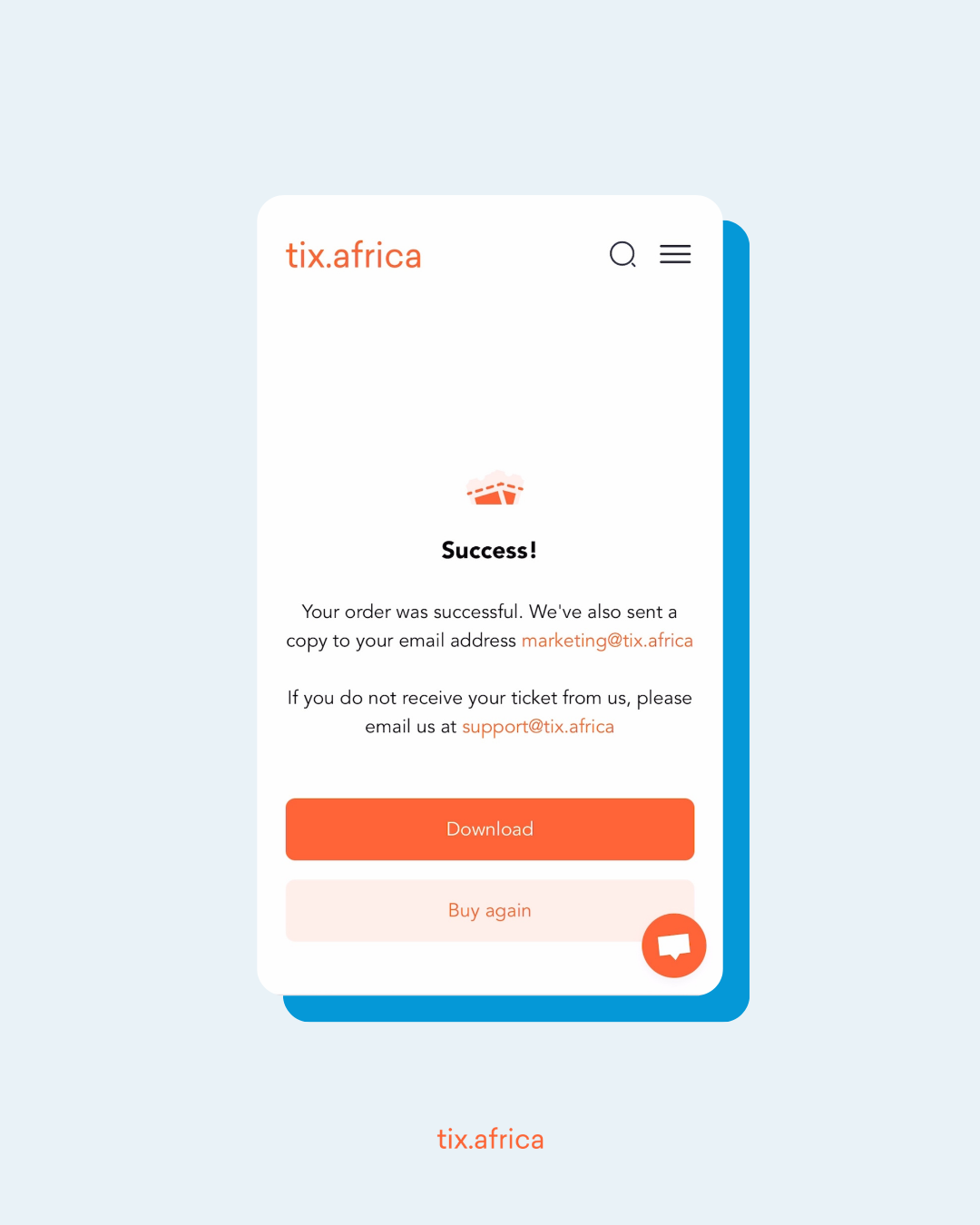 A screenshot showing the success page after buying a ticket on Tix