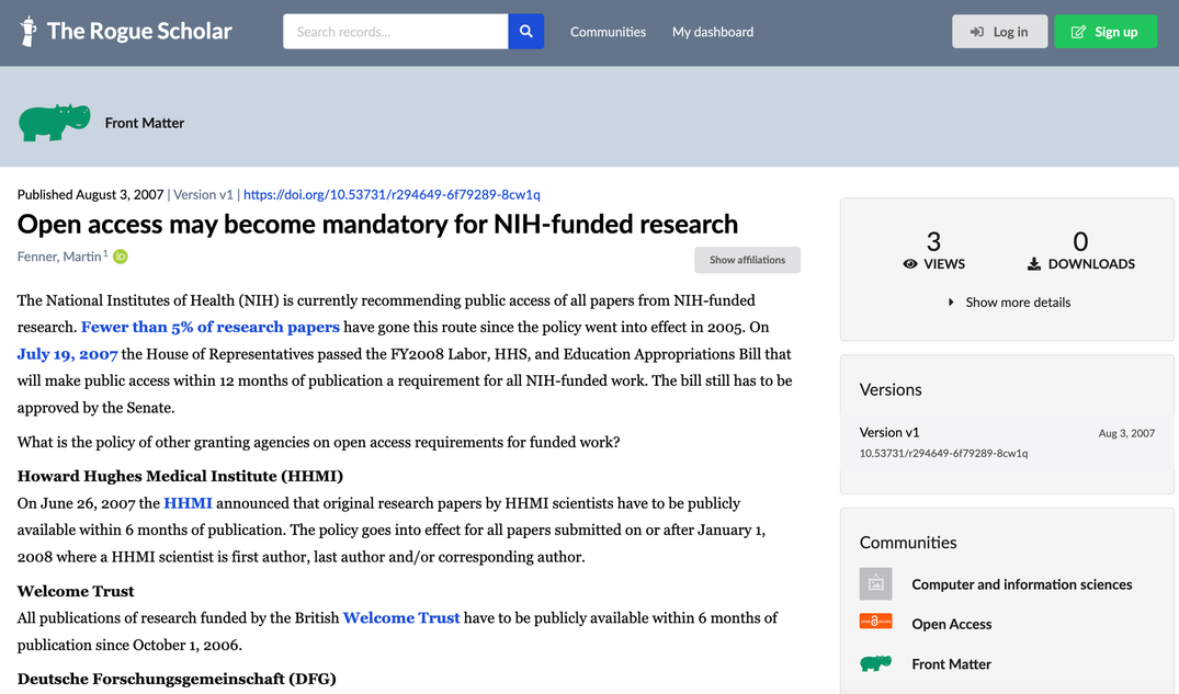 Rogue Scholar adds full-text content to all blog post web pages