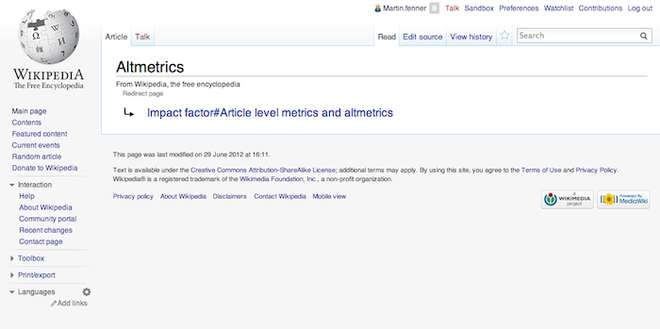 Image of: Altmetrics coming of age? Not for Wikipedia