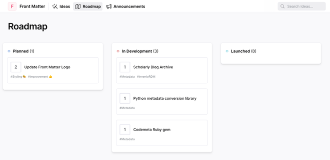 Image of: Launching the Front Matter Roadmap