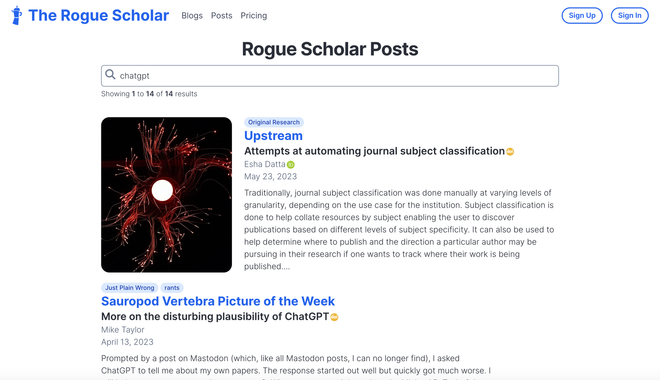 Image of: Full-text search added to the Rogue Scholar science blog archive