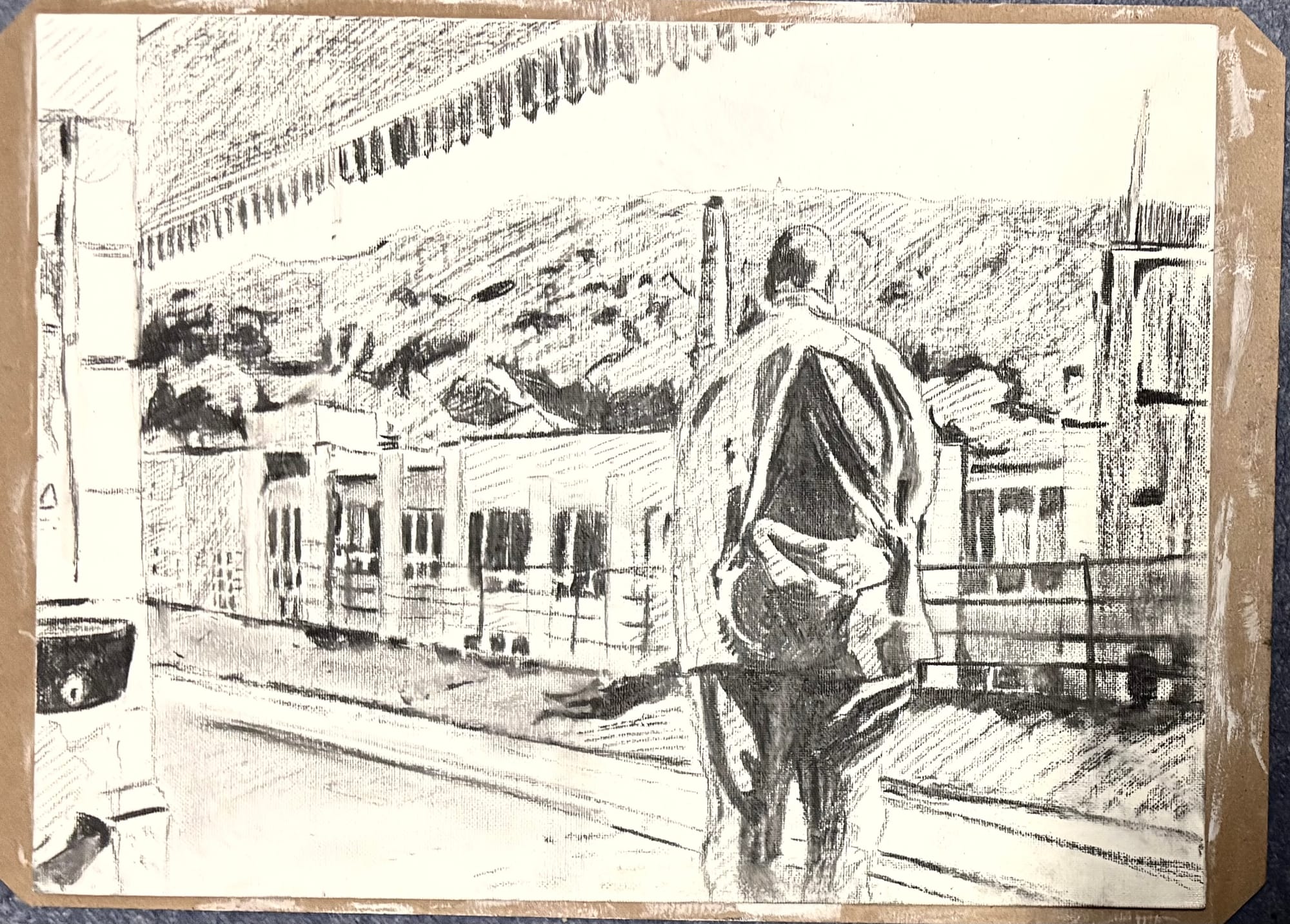 A rough charcoal sketch of the first image