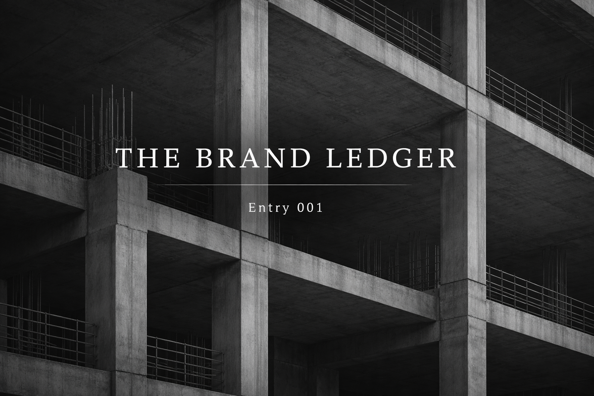 The Brand ledger, a picture of a building being built same as a brand.