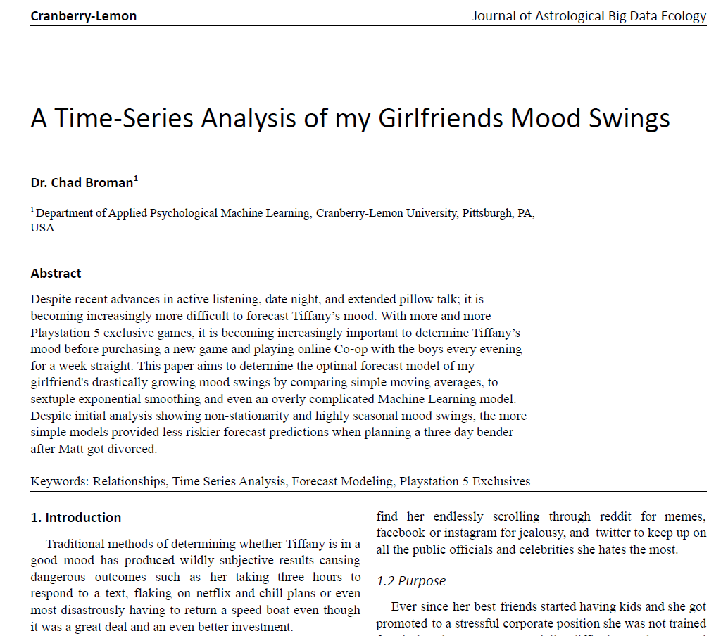 งานวิจัย(ปลอมๆ) ที่พยายามวิเคราะห์ อารมณ์ของแฟนด้วยเครื่องมือคณิตศาสตร์