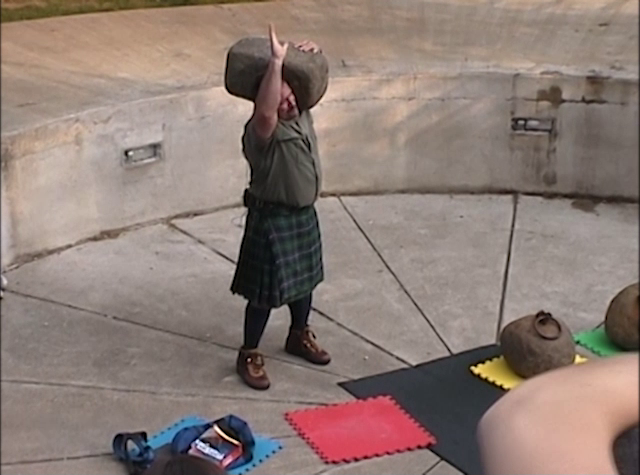 Steve Jeck shoulders his stone before saying 'Shoulder some responsibility and take action'.