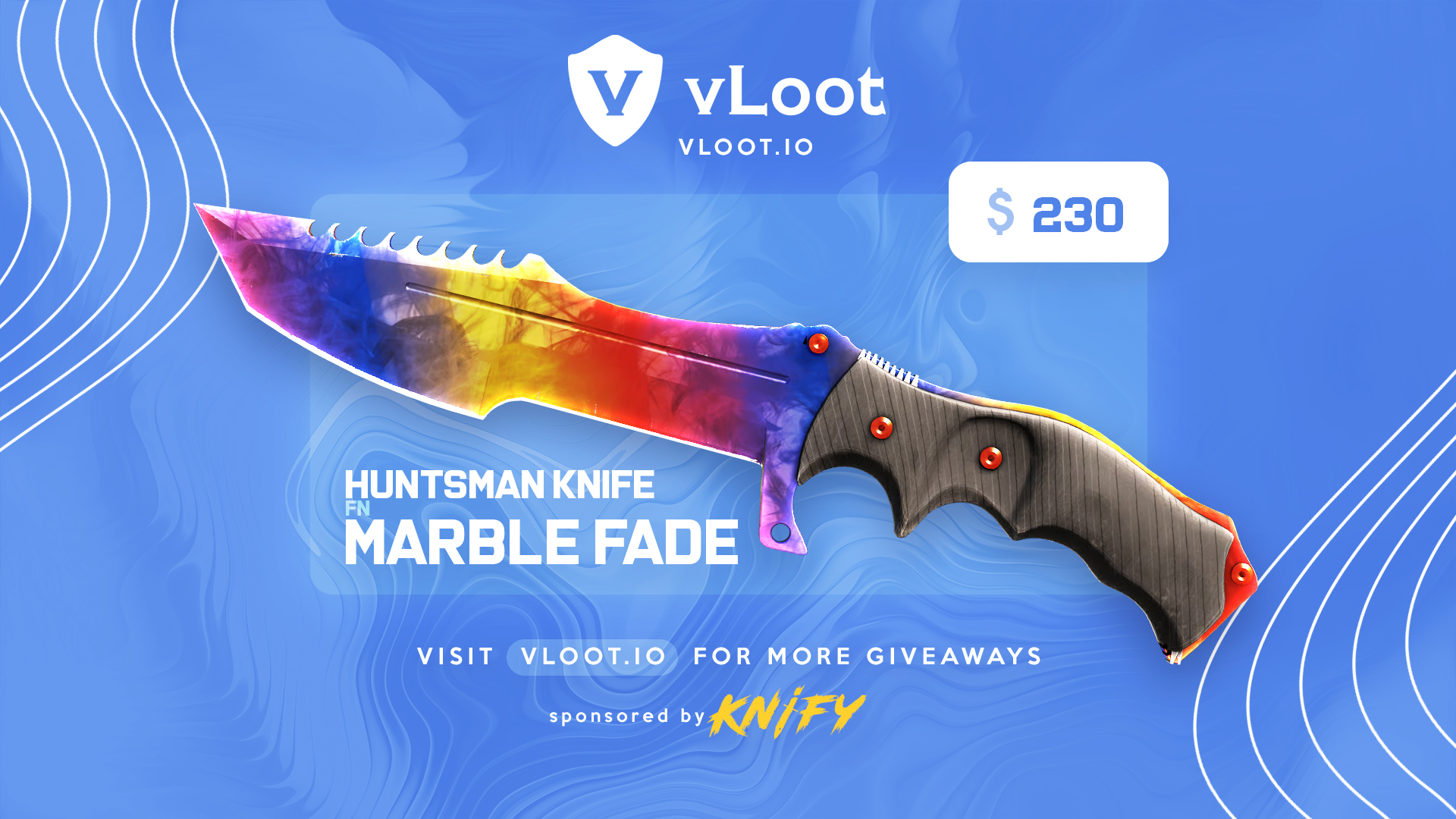 Free Huntsman Knife Marble Fade