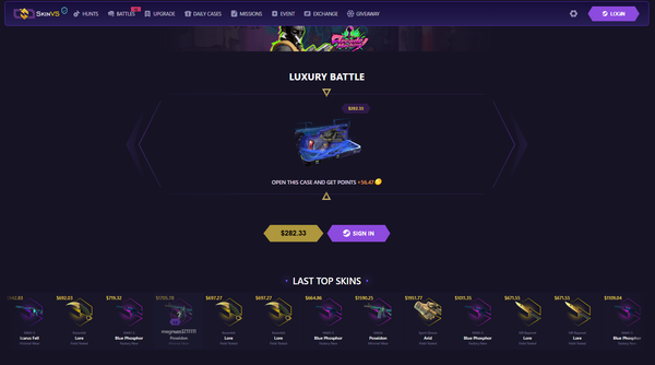 SkinVS Review: Provably Fair Cases, Rare Skins, and the Unique HUNTS Mode