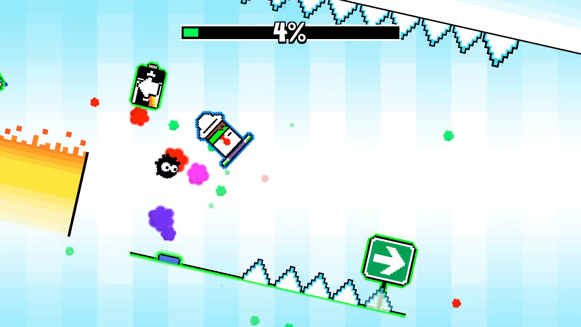 A screenshot from the thirteenth level, Pursuit. It used the song by BoomKitty.