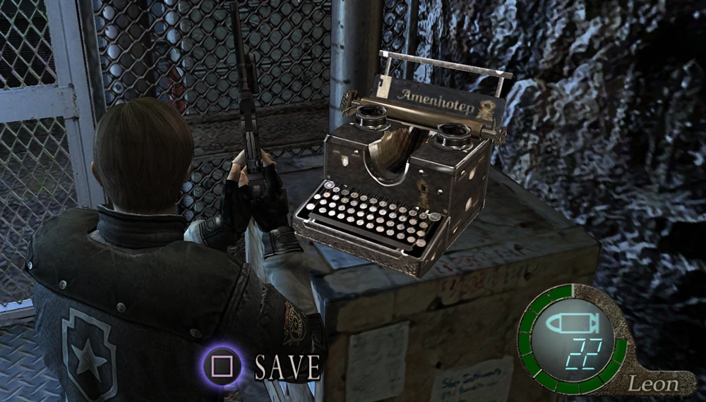A typewriter in Resident Evil 4, which constantly served as the series' save points up to that point.