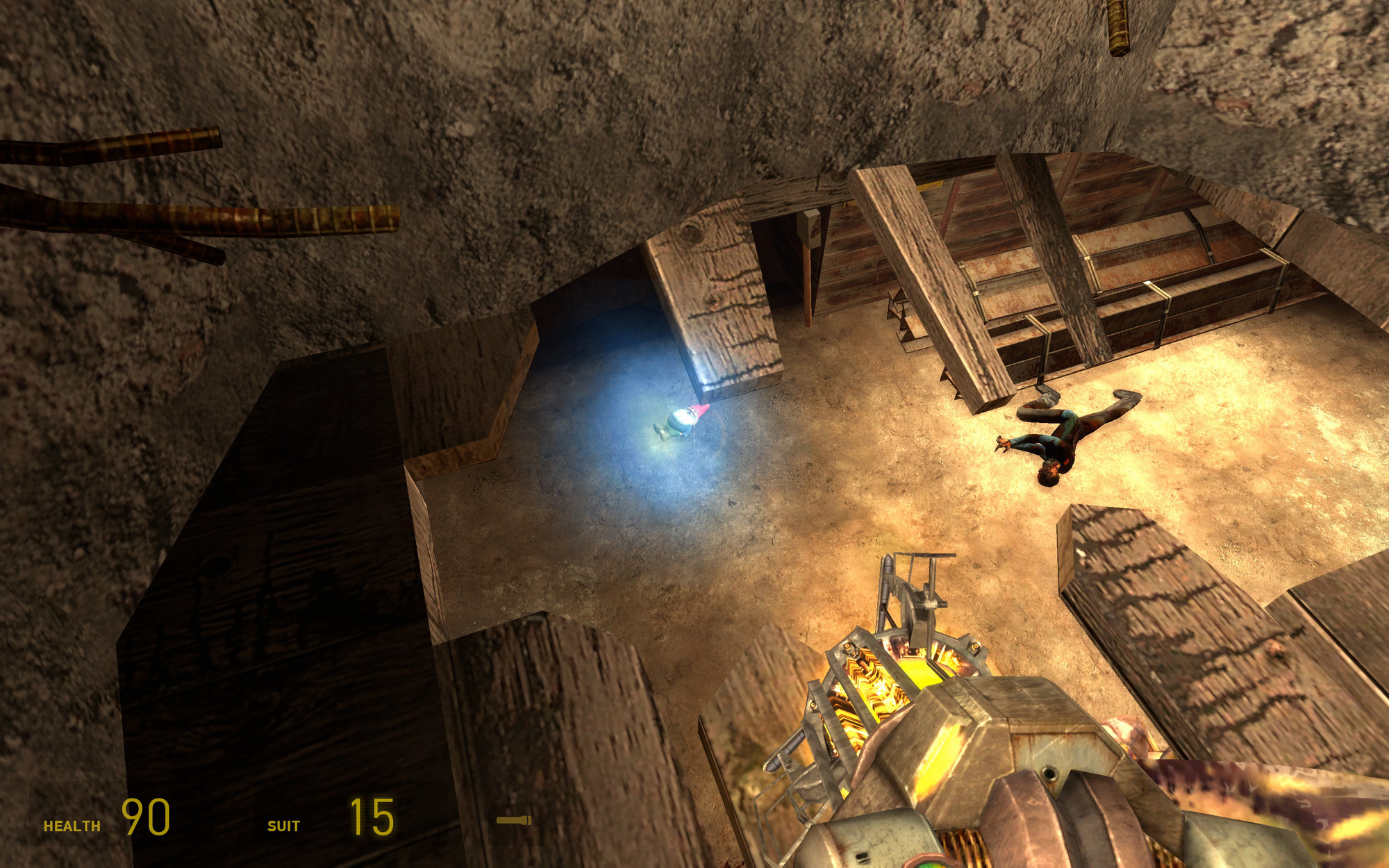 My first attempt at getting the achievement while going for Get Some Grub. After punting the gnome at an Antlion it started emanating a super bright blue glow.