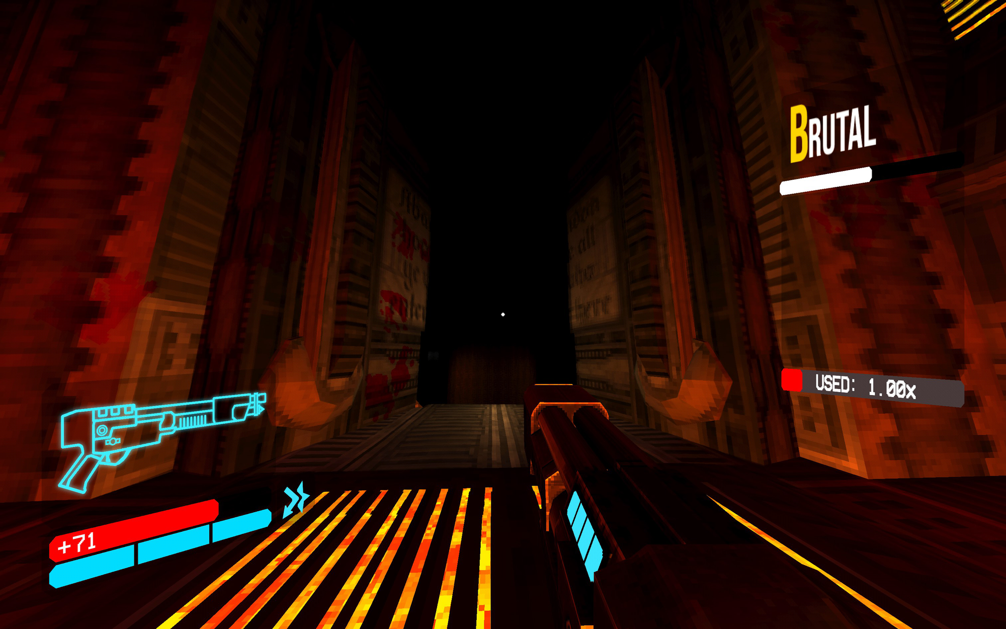 A screenshot of the game, showing some open doors after the fight against Cerberus in Stage 1-5.