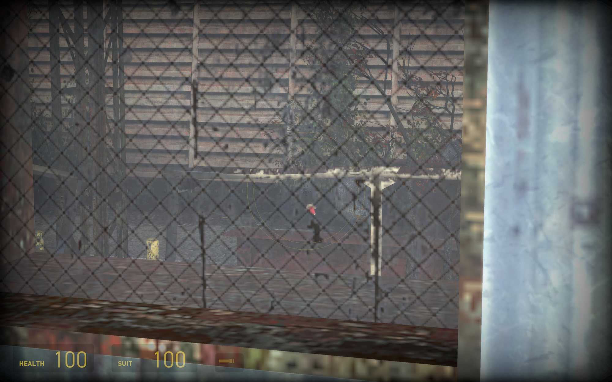 A screenshot from Freeman Pontifex, zoomed in on Gnome Chompski, who was punted across to the end for me to retrieve later.