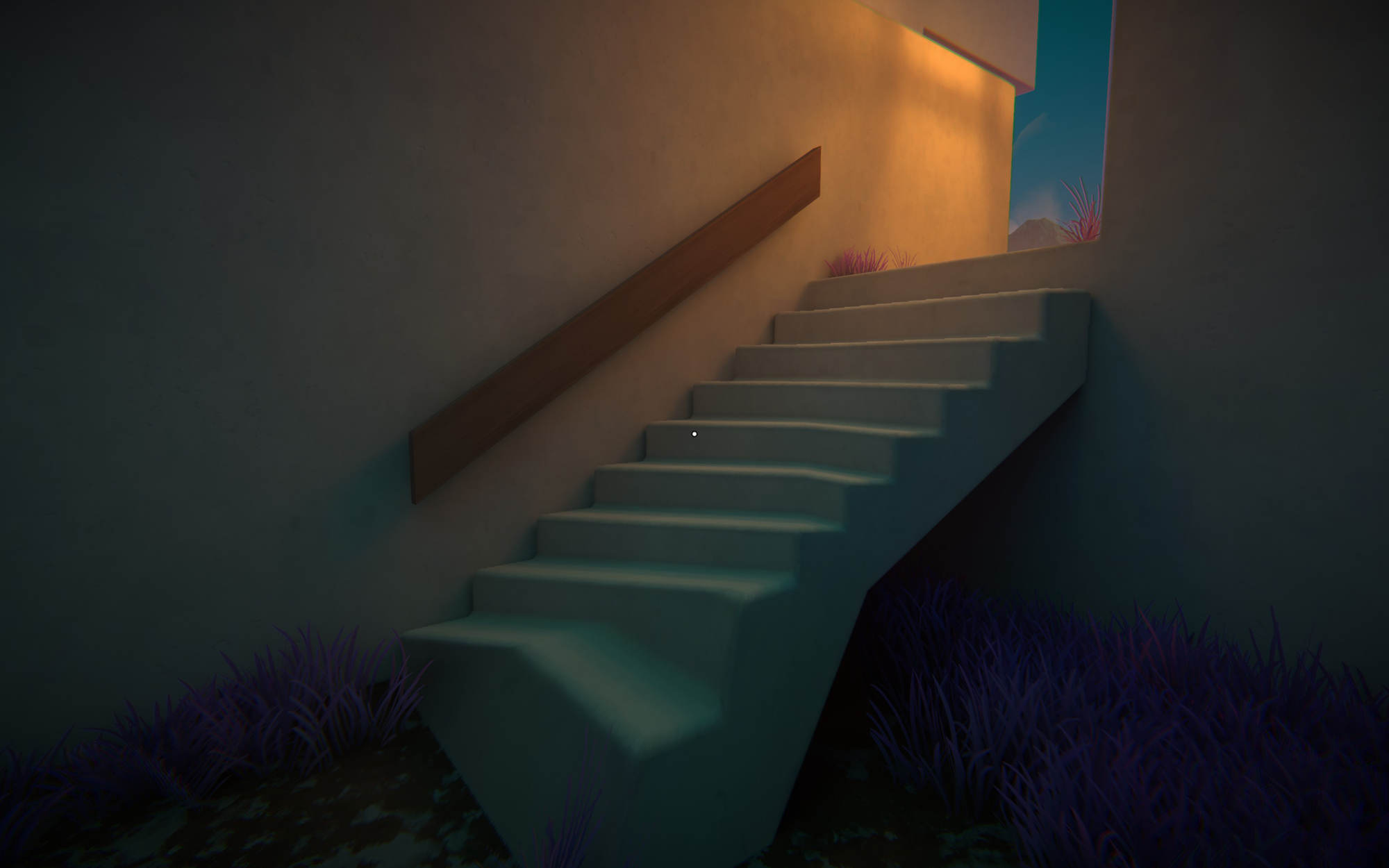A screenshot from the Illusions section of the game. What seems to be a staircase is actually just a texture on the wall.