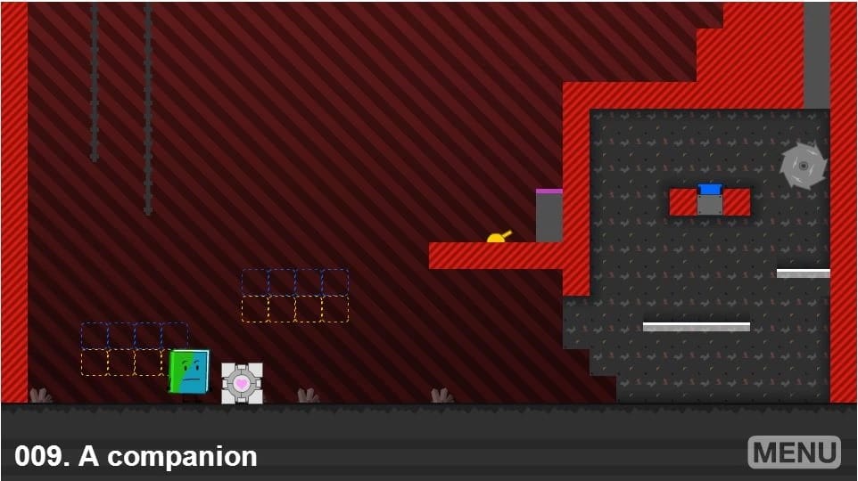 Level 009 of BFDIA 5b, named A companion. It features the Companion Cube from Portal.
