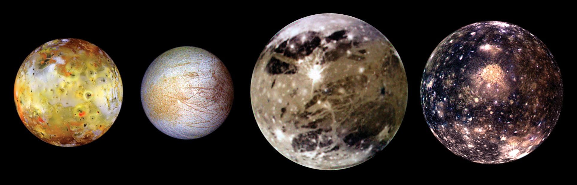 The Four Galilean Moons. Io, Europa, Ganymede, and Callisto.