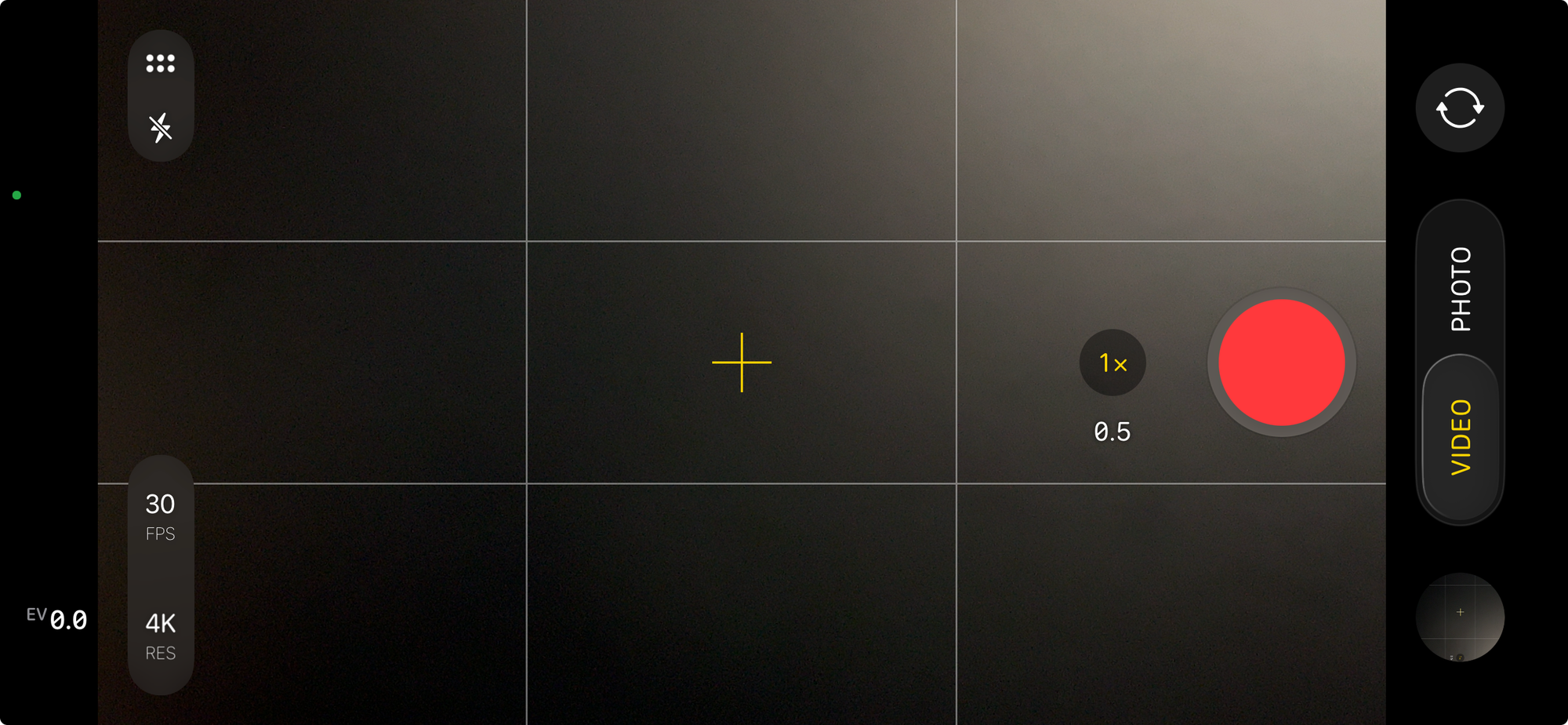 The new iOS 26 camera app. Only two options are currently visible, video and photo, the flip camera and latest photo buttons are still there, but everything else is condensed.