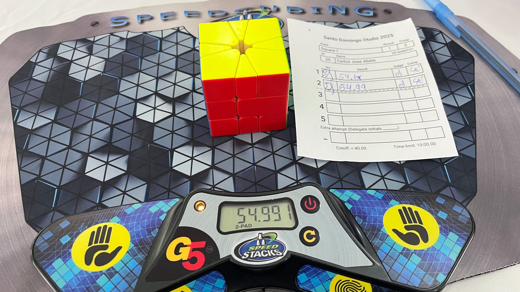 My two Square-1 solves in SD Otoño 2025. A 54.61 and a 54.99.