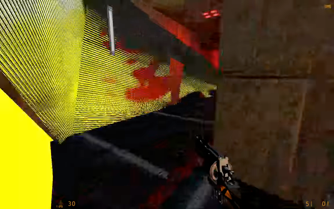 A screenshot of Half-Life: Source in Residue Processing. The textures breaking completely.