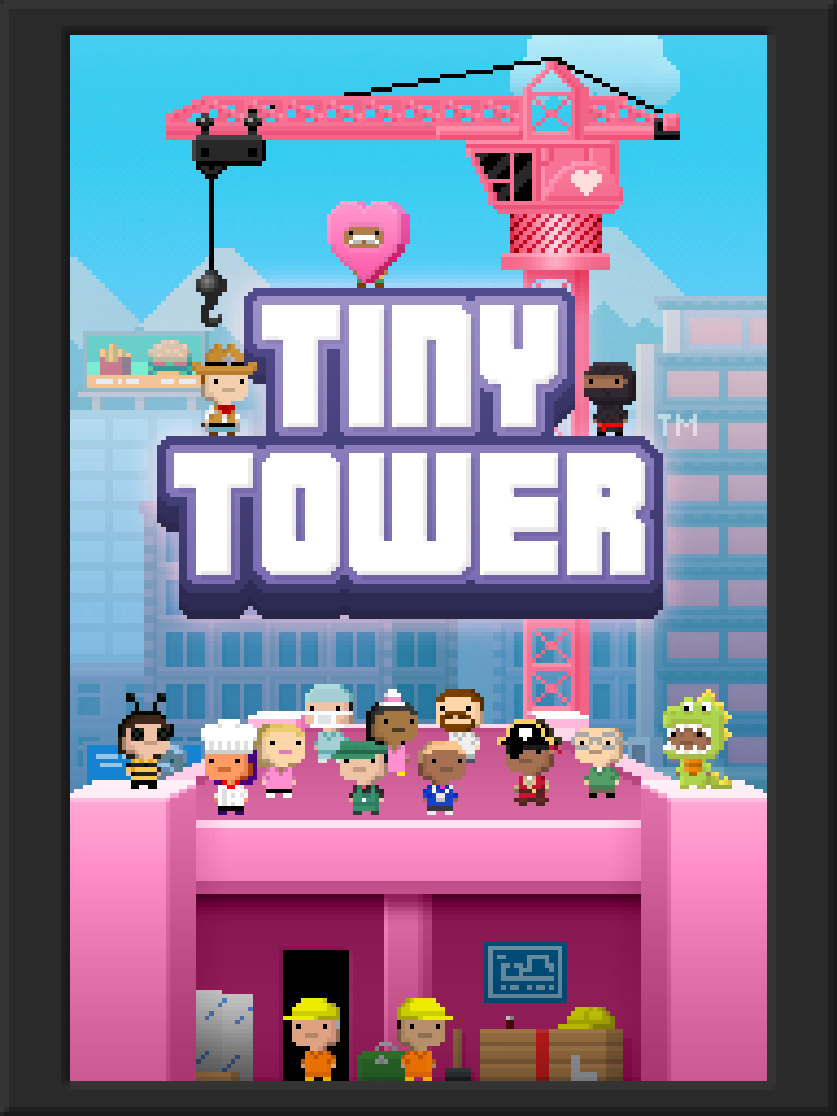 The loading screen for Tiny Tower after the Valentine's Day 2013 update (2.1.5).
