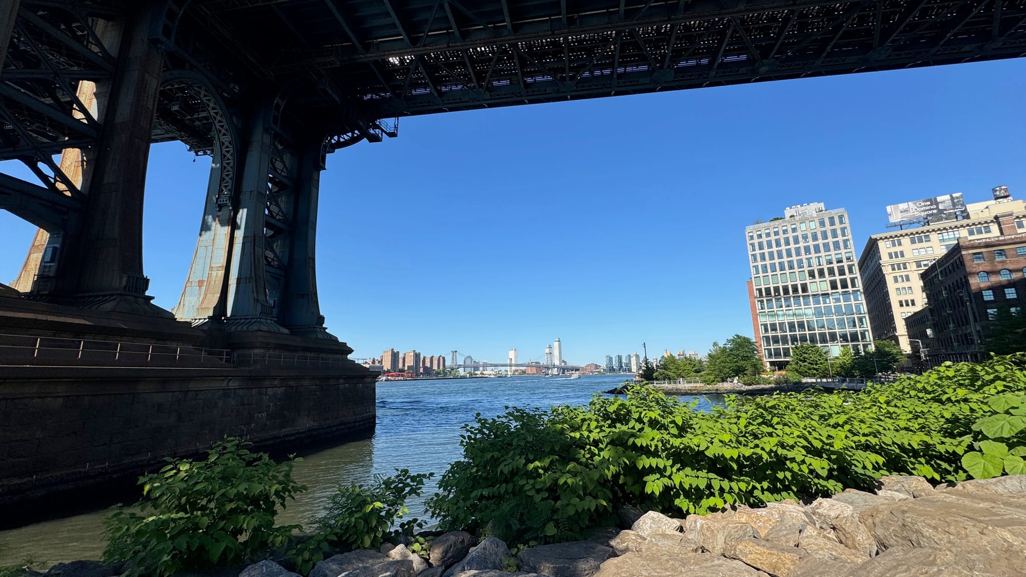 A view from under Manhattan Bridge.