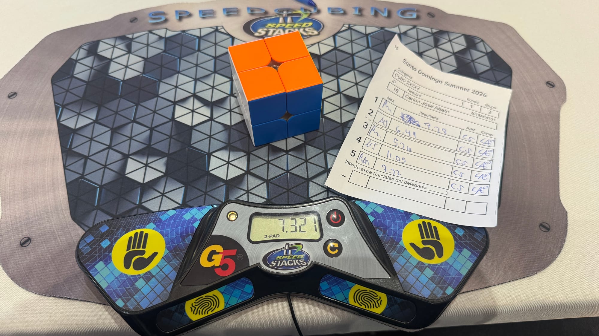 My 7.03 2x2 average for SD Summer 2026. 7.28, 6.49, (5.26), (11.05), 7.32