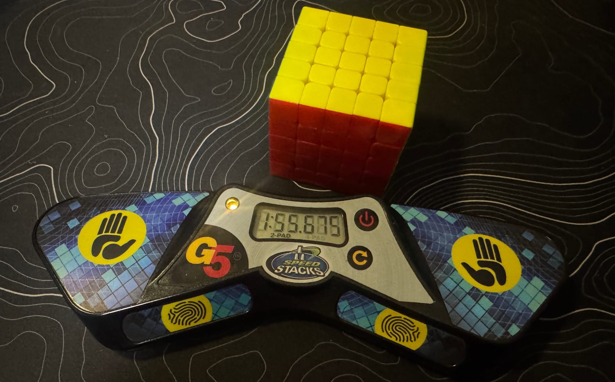 A photo of my current 5x5 personal best, 1:55.67, taken on 2026-08-15