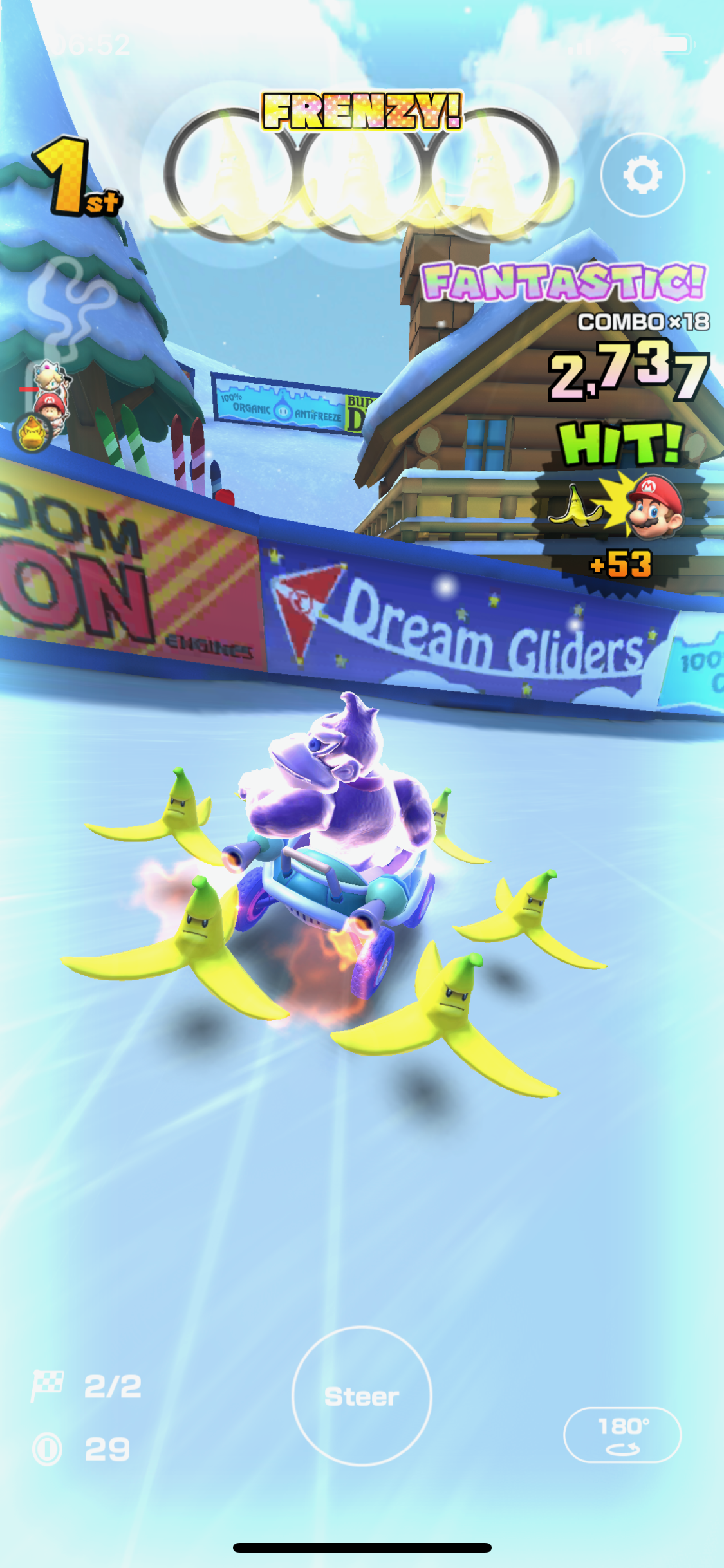 DK with a Giant Banana frenzy in DS DK Pass in Mario Kart Tour.