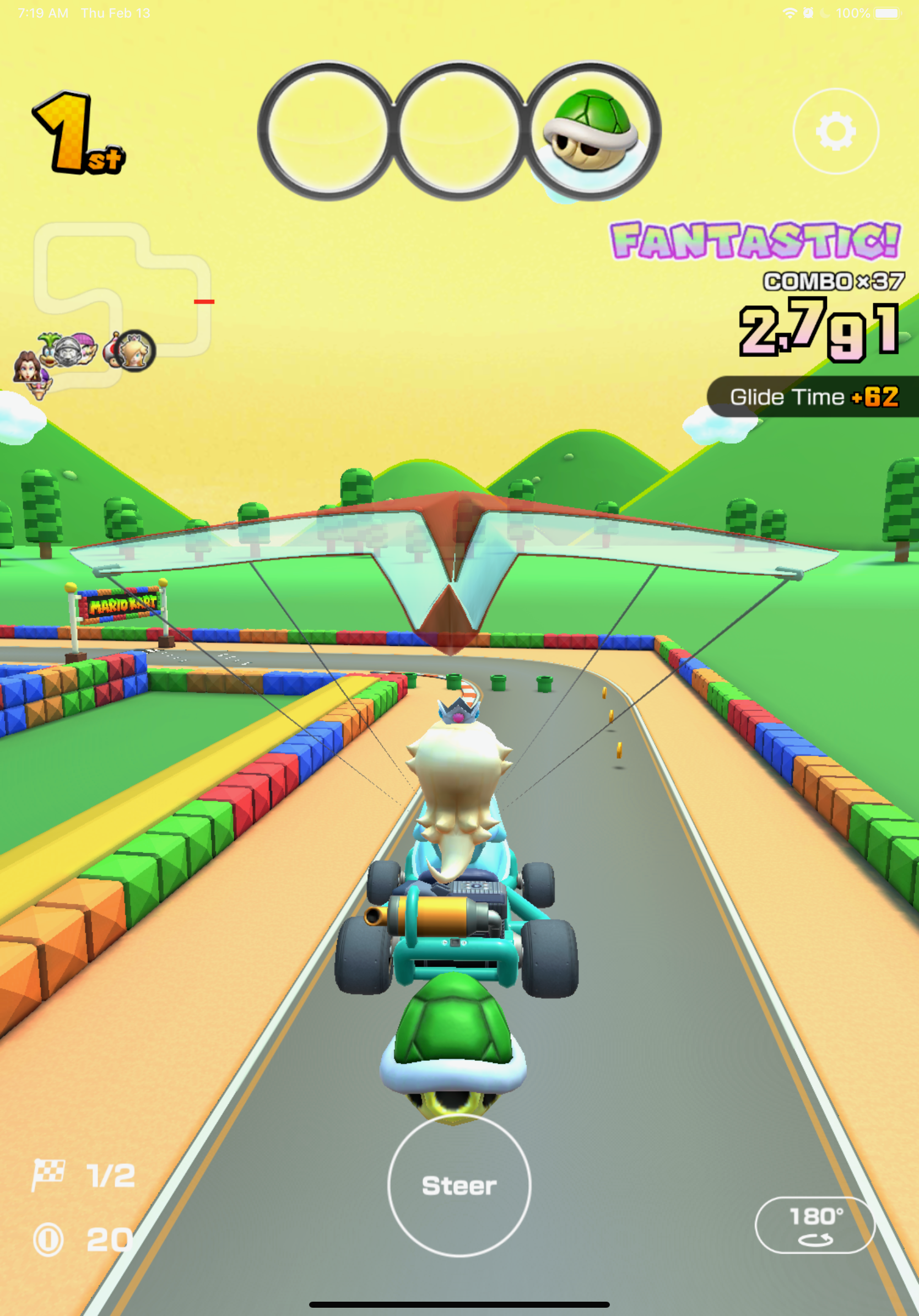 Rosalina in SNES Mario Circuit 2 in Mario Kart Tour.