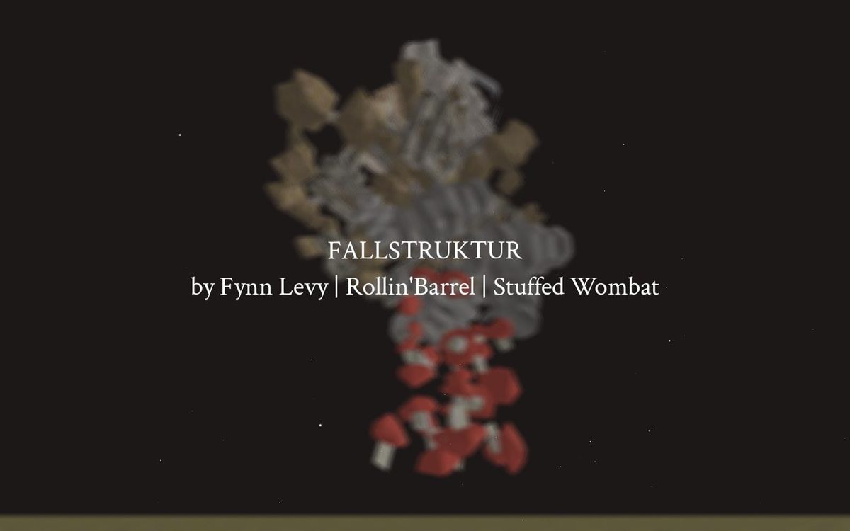 The "end screen" of FALLSTRUKTUR, showing the whole view of the map from the bottom.
