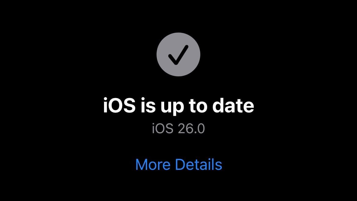 Notification saying iOS is up to date to iOS 26.0!