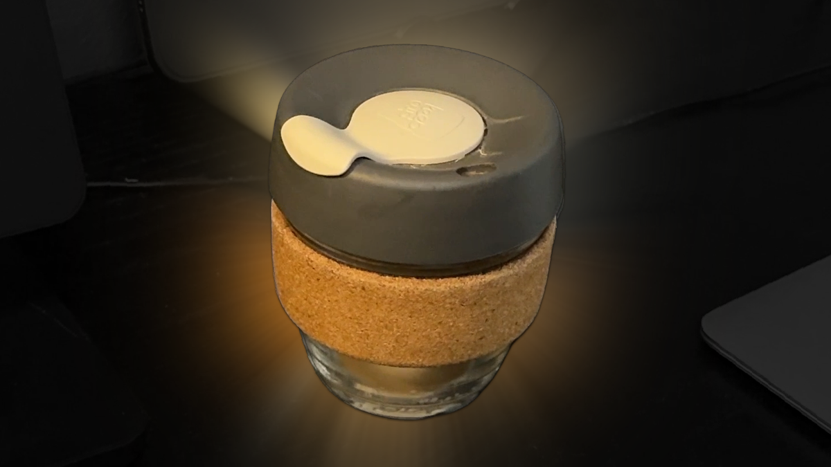 An empty coffee cup.