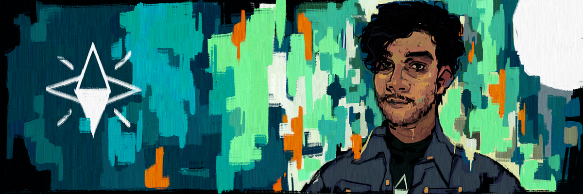 A drawing of me in the style of Disco Elysium.