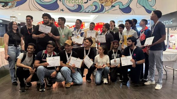 Me and some other fellow cubers on the stage of the competition!