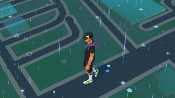 My Pokémon Go avatar walking through some streets on the map.