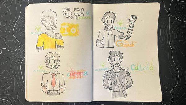 All the four characters I created based on the Galilean Moons on my notebook.