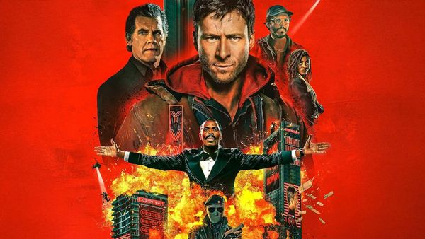 The widescreen poster for The Running Man (2025), directed by Edgar Wright.