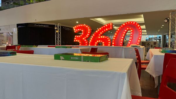 The venue of Santo Domingo Winter 2026 being set up in Galeria 360.