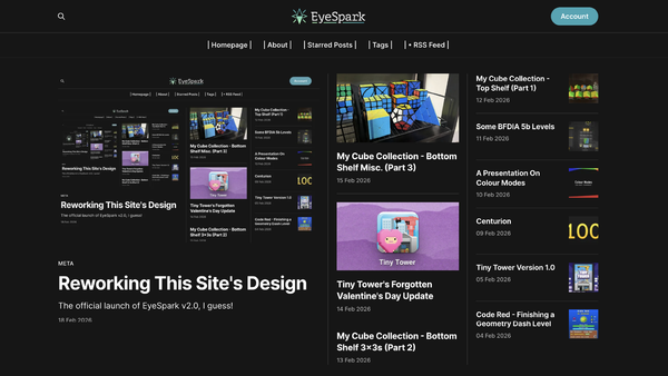 The EyeSpark homepage as of the release of this exact entry.