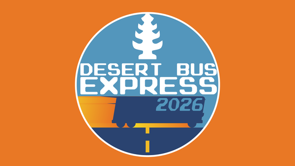 The Desert Bus Express 2026 logo in an orange background.