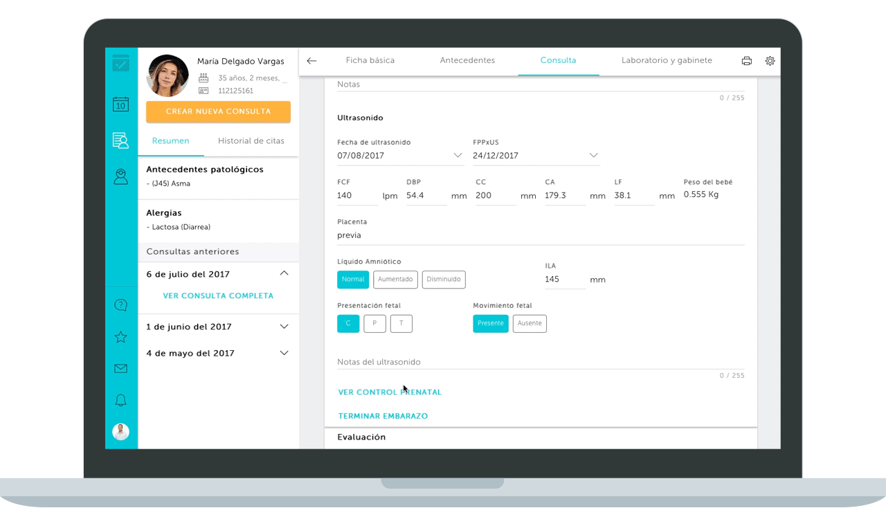 Módulo ginecobstétrico para el expediente de HuliPractice