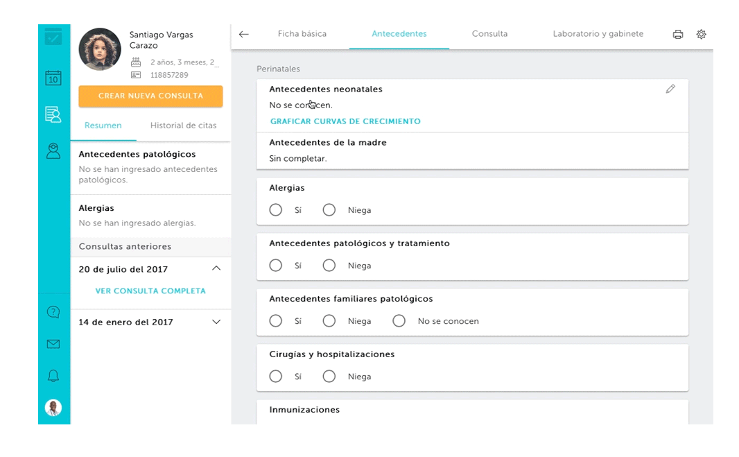 Antecedente perinatales en historia clínica pediátrica