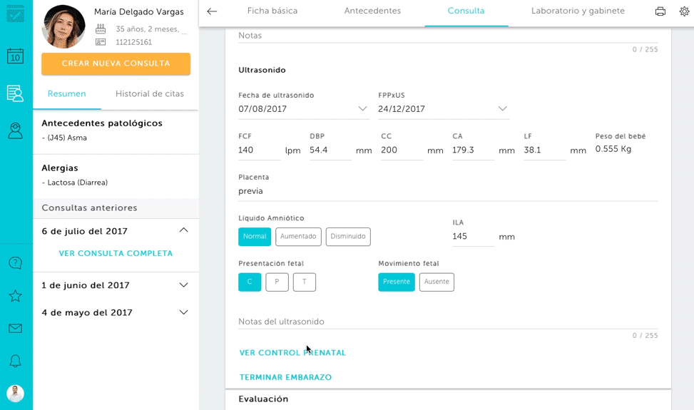 Control prenatal ginecológico