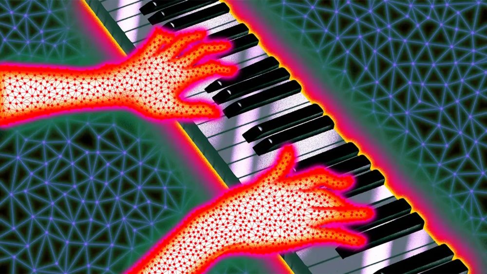 Image abstraite de mains jouant du piano, symbolisant la transformation de l'industrie musicale des supports physiques au numérique.